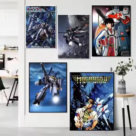 Anime T-The Super Dimension Fortress Macross Anime Posters Sticky HD Quality Wall Art Retro Posters 