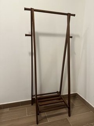 實木掛衣架 晾衣架 落地衣帽架 帶鞋架