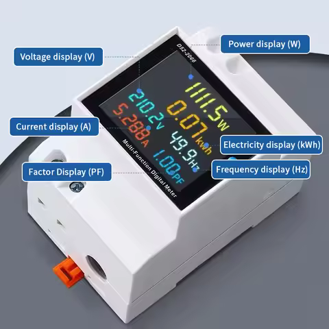 Smart Digital Energy Meter D52-2066, AC Multifunction Power Monitor with LCD Display for Household E
