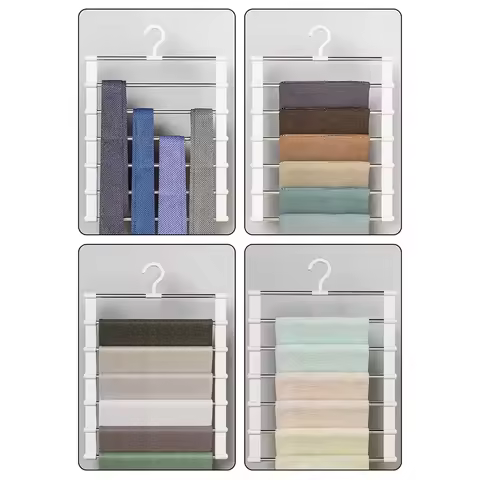 7 Layers Foldable Stainless Steel Trouser Hanger Magic Pants Rack Space Saving Clothes Organizer Rac