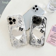 Luxury Heart Butterfly Mirror Cream Phone Case Realme C71 Note 70 C85 Pro C85 4G/5GC75 C75X C65 C63 