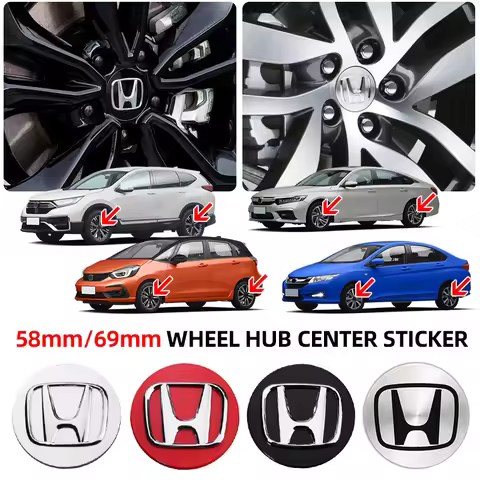 4pcs 58MM/69MM Car Wheel Center Hub Caps Auto Decoration Accessories For Honda Civic Fit Jazz Accord