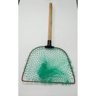 14" Green Fish Net With Wood Handle