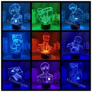 Attack On Titan Series LED Night Light Levi Ackerman 4 Armin Arlert Figure Bedside Lamp Cool Gift for Attack On Titan Fans