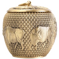 Small Storage Tea Box Pu'er Tea Warehouse Sealed Jar Jar Pure Copper Wake-up Tea Metal Tea Jar 2U8K 