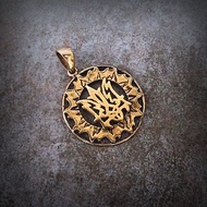 Ukraine trident in the sun necklace pendant,bronze ukrainian emblem tryzub charm