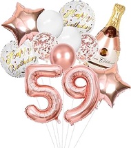 Foil Balloon Champagne Rose Gold Balloon 59th Birthday Decoration Woman, Birthday Decoration 59 Year