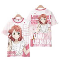 เสื้อยืดแขนสั้นคอตตอนสไตล์ญี่ปุ่น LoveLive School Idol Project สำหรับเด็กและเยาวชนในฤดูร้อน เสื้อผ้า