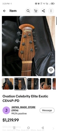 Ovation Acoustic Electric Guitar with Gig Bag