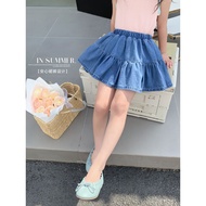 HUANGHU Store "2024 Summer Girls Korean Style Denim Skirt in Malaysia"