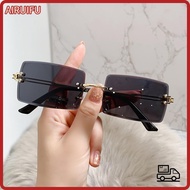 AIRUIFU Rectangle Sunglasses UV400 Rimless Retro Sunglasses for Women