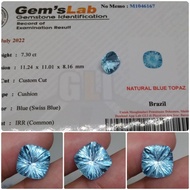 Natural Topaz Swiss Blue topas 73ct memo GLI Top Color