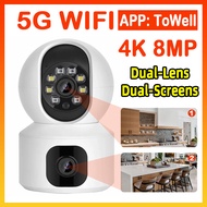 4K 8MP QHD Security Camera CCTV Dual Lens IP Camera 2.4G/5G Wifi Automatic Tracking Full Color Night