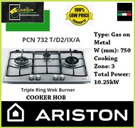 Ariston  PCN 732 T/D2/IX/A Triple Ring Wok Burner Hob  Made in Italy  Local Warranty  Low Price