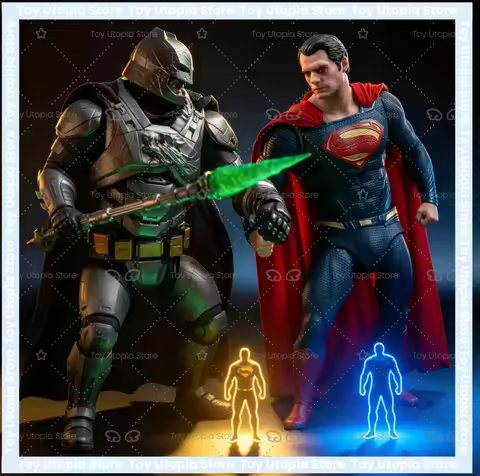 Nuevo Original Fondjoy BVS Blindado Batman Batalla Danificado Superman Figura Set 1/9 Batman V Super