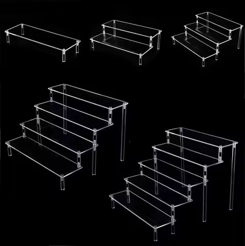 Clear Acrylic Display Stand For Anime Figures Cupcake Shelf Organizer Desserts Holder Jewels Display