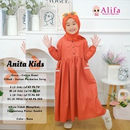 Anita Kids by Alifa Gamis Maxi Dress Anak dan Dewasa Bahan Katun Rami Setelan Pashmina Jersey