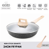 SAUCEPAN iGOZO Non Stick Granite Frying Pan Kuali Batu Granite (24cm) [FREE Wooden Spatula]