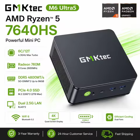 GMKtec M6 Ultra Gaming Mini PC AMD Ryzen 5 7640HS Better Than R5 6600H R7 6800H Mini Desktop Compute
