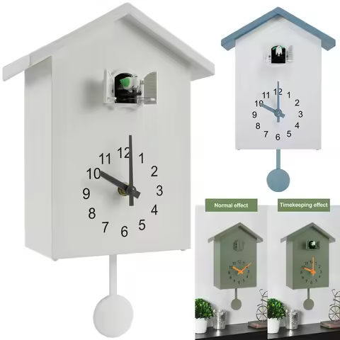 Cuckoo Clock with Chimer Bird House Cuckoo Sound Clock Battery Powered Cuckoo Wall Clock for Wall Ar