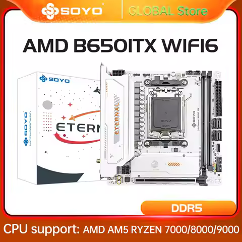SOYO B650ITX AMD Motherboard AMD Ryzen AM5 DDR5 Supports CPU 7000 8000 9000 Processors Pcie5.0x16 Pc