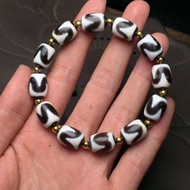 Tibetan Natural Tiger Pattern Tiger Tooth Dzi Beads Barrel Beads String Beads Bracelet Tortoise Shea