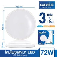 Saneluz โคมซาลาเปา โคมไฟติดเพดาน 72W 3 สี LED ทรงกลม โคมสำเร็จรูปพร้อมหลอด แสงขาว แสงคูลไวท์ แสงวอร์