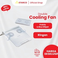NEW Starco 2 in 1 Foldable Laptop Stand Double Cooling Fan Meja Laptop