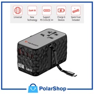 [Free Shipping] Verbatim 4 Port  GaN III 85W Universal Travel Adapter with Retractable Cable (CNT-02