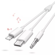 1M USB-C & L to 3.5mm AUX Audio Cable Converter for Speakers & Smartphone Pro