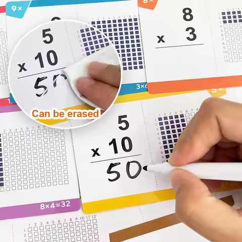 85PCS Kids Multiplication Flash Cards 0-12 Times Table Reusable Erasable Math Learning Practice Oral