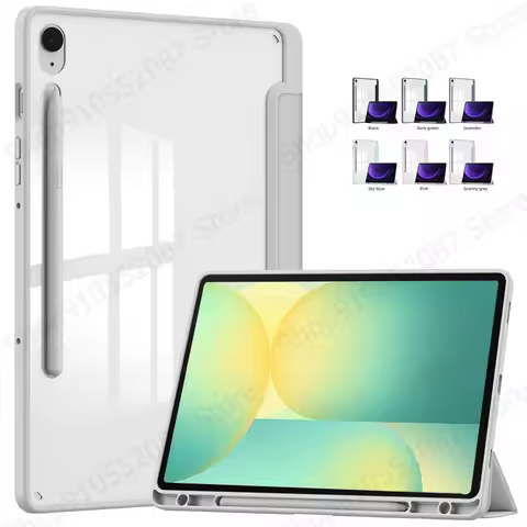 For Samsung Galaxy Tab S10 FE Case with Pen Holder Trifold Acrylic Back Hard Cover For Galaxy Tab S1
