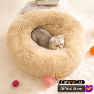 Cat&amp;Cat-Cat Bed Kasur Kucing Bentuk Donat Dengan Bulu Lembut dan Mewah