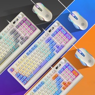 YINDIAO KM900 wired keyboard and mouse set with modern, youthful color combination design, compact d