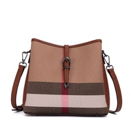 Aidrani  Fashionable womens checkered canvas bag made of patchwork cowhide material large capacity b