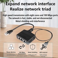 RJ45 Network Splitter Adapter Male 1 To 3 100mbps High-speed Lan Interface