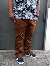กางเกงขายาวผ้า Chino ทรงกระบอกเล็ก สำหรับผู้ชายอ้วน ไซส์ใหญ่ 40-50" สีดำ เทา น้ำตาล กากี