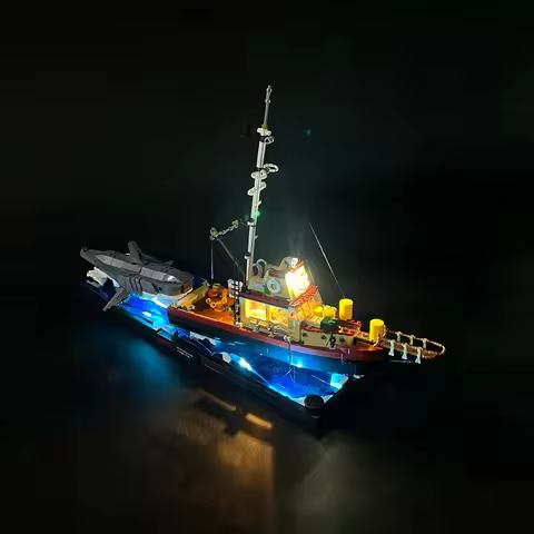 LED Light Kit For 21350 Ideas Jaws Building Blocks Decorative Lamp Remote Control (Not Include Lego 