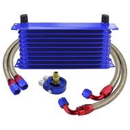 Engine Transmission Oil Cooler Kit Set AN10 (1 Set) 10 Row 13 Row Oil Cooler + Adapter + Oil Hose 2p
