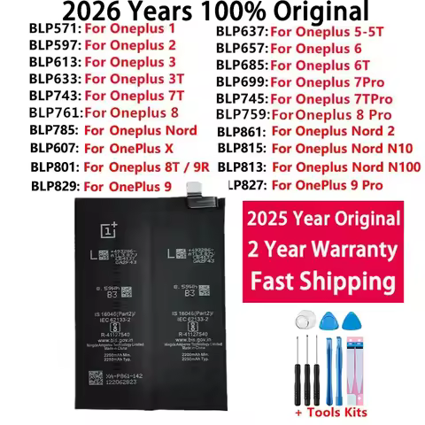 Original Battery For Oneplus one 1+ For OnePlus 1 2 3 1+3 One Plus Nord 2 N10 X 3 3T 5 5T 6 6T 7 7T 