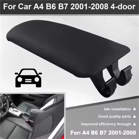 8E0864245E Black Cloth Center Console Armrest Cover Lid Replacement for Audi A4 B6 B7 2001-2008 4-do