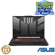 【送ASUS 27型螢幕】ASUS TUF Gaming A15 FA507RM-0021B6800H 御鐵灰 15.6吋電競筆電 (FHD IPS 144Hz/AMD R7-6800H/8G DDR5/512G PCIE SSD/NVIDIA RTX 3060 6G/WIN 11)