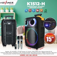 Speaker Advance K1512 H Bluetooth Portable 15"inch + 2 Mic Wireless