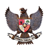 Ukiran Lambang Burung Garuda Pancasila Kayu Jati Warna Antik