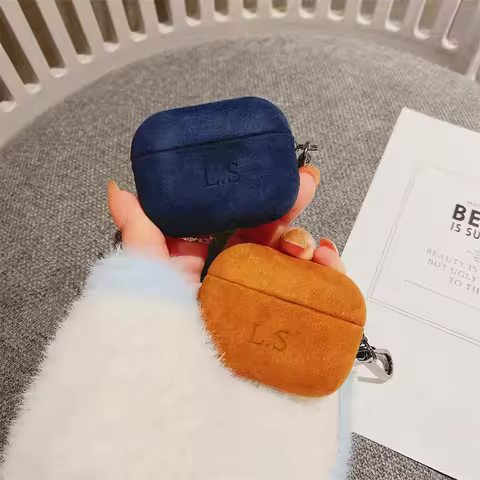 Laser Lettering Personalized Name Customized Luxury Turn Fur Cover For Airpods Pro 2 3 Earphone Case