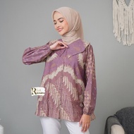 KECE! blouse batik wanita warna soft ungu dan sage -