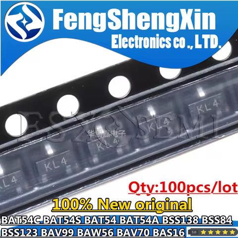 100pcs BAT54C KL3 BAT54S KL4 BAT54 KL1 BAT54A KL2 BSS138 J1 BSS84 PD BSS123 SA BAV99 A7 BAW56 A1 BAV