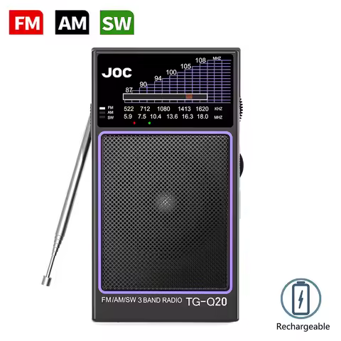 Portable Pocket Radio FM AM SW with Rechargeable Batteries Shortwave 3-Band Mini FM Receiver Radio S