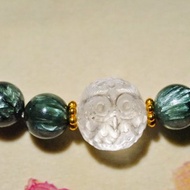 純手工製作設計綠龍晶老山檀手鏈