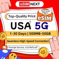 USA eSIM 5G High Speed 3-30 Days 500MB-50GB Unlimited Data T-Mobile/Verizon eSIM Card USA SIM